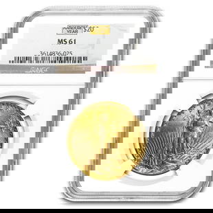 $20 St Gaudens Gold Double Eagle: $20 St Gaudens Gold Double Eagle MS-61 NGC (Random) SKU no: RBJ32489 Year: Random Grade: MS-61 Grade Service: NGC Denomination: 20 Dollars Mint Mark: Varies Metal Content: 0.9675 troy oz