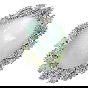 Opal Diamond Ring In 18K White Gold: Opal Diamond Ring In 18K White Gold 8.15 Carat Natural Opal 18K White Gold Diamond Ring Stamped: 18K White Gold Total Ring Weight: 6.8 Grams Total Natural Opal Weight is 7.05 Carat