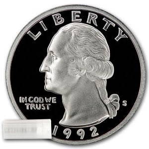1992-S Washington Quarter 40-Coin Roll Proof: 1992-S Washington Quarter 40-Coin Roll Proof (Silver) SKU no: RBJ40840 Year: 1992 Grade: Proof Grade Service: None Denomination: 25 Cents Mint Mark: S - San Francisco Metal
