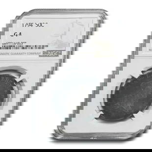 1794 Flowing Hair Half Dollar Good-4: 1794 Flowing Hair Half Dollar Good-4 NGC SKU no: RBJ132769 Year: 1794 Grade Service: NGC Denomination: 50 Cents Metal Content: 0.3868 troy oz Purity: .8924 Thickness: 2.15 mm Dia