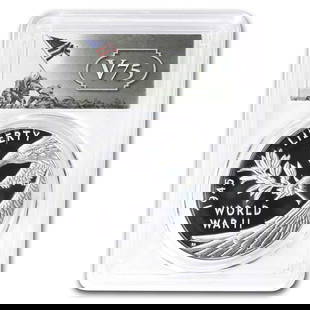 (2020) World War II Silver Anniversary: (2020) World War II Silver Anniversary Medal PR-70 PCGS (FS, V75) SKU no: RBJ227297 Year: 2020 Grade: Proof - 70 DCAM Grade Service: PCGS Mint Mark: P - Philadelphia Metal Content: 1 troy oz <