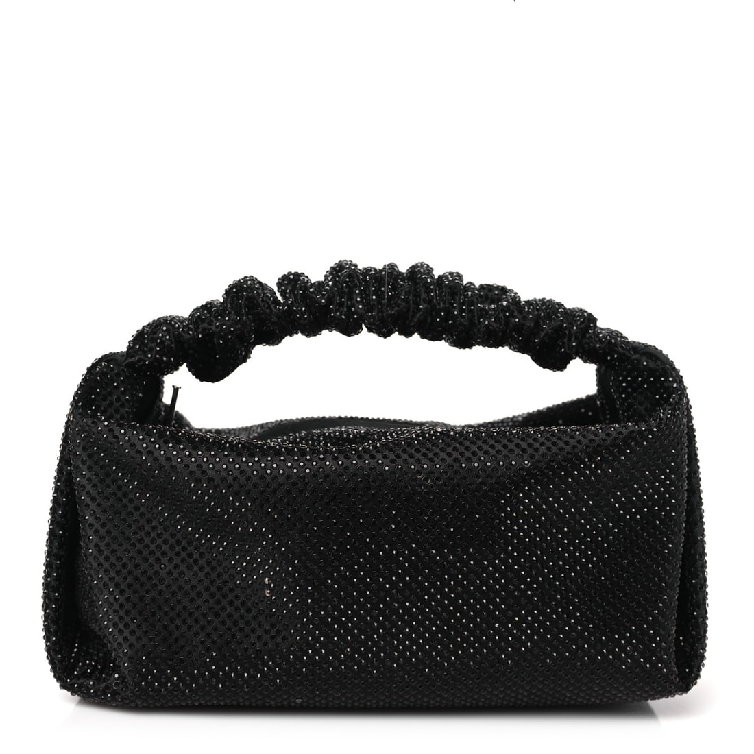Alexander Wang Satin Crystal Rhinestone Mini: Alexander Wang Satin Crystal Rhinestone Mini Scrunchie Clutch Black Brand: ALEXANDER WANG Condition: Excellent Condition Details: Hardware: Faint scratch(es), Exterior: Surface wear, Base length: 7.75