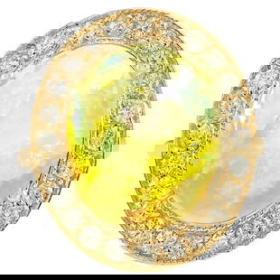 Natural Opal Diamond Ring In 14K Yellow Gold: Natural Opal Diamond Ring In 14K Yellow Gold 7.21 Carat Natural Opal 14K Yellow Gold Diamond Ring Stamped: 14K Yellow Gold Total Ring Weight: 7.0 Grams Total Natural Opal Weight is 6.46 Carat (Measure
