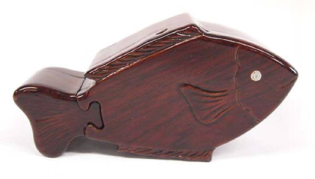 Carved and Laquered Wood Fish Puzzle Box (1 of 2)