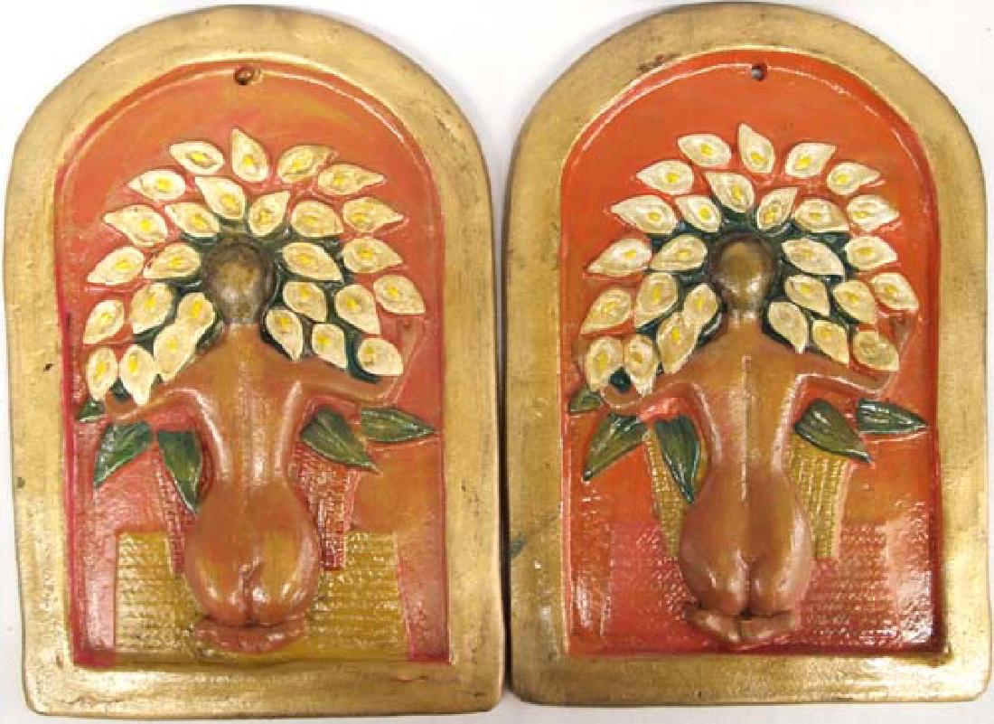 2 Mexican Pottery Diego Rivera Plaques: 2 Mexican Diego Rivera Replica Pottery Plaques, measure 15'' x 10.5''