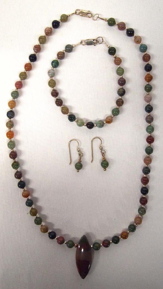 Jasper Agate Necklace, Earrings & Bracelet Set (1 of 4)