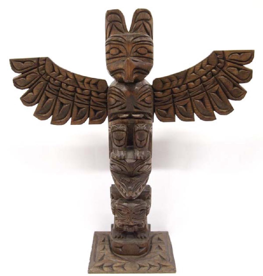 Native American Northwest Coast Carved Wood Totem (1 of 3)