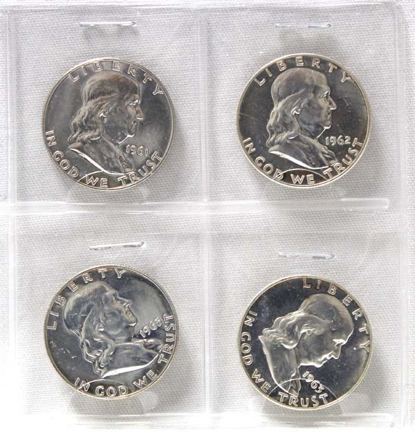 4 Franklin Silver Half Dollars (1 of 2)