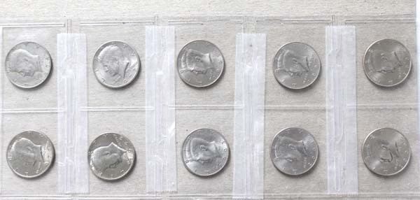10 Kennedy Half Dollars Various Dates (1 of 2)