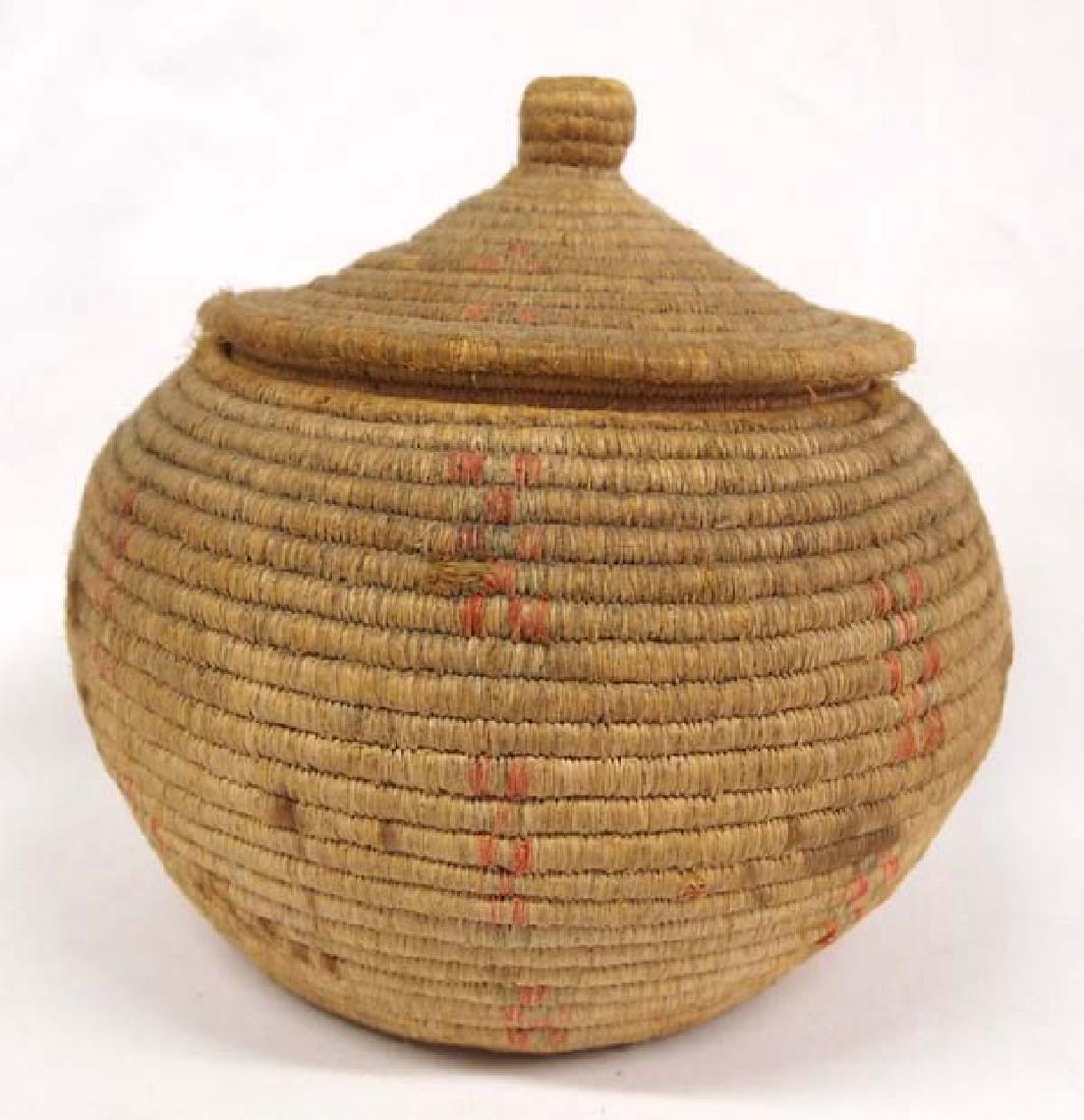 Vintage Eskimo Tri Colored Lidded Basket (1 of 4)