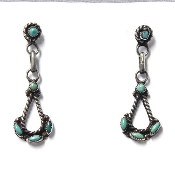 Zuni Sterling Petit Point Turquoise Earrings (1 of 3)