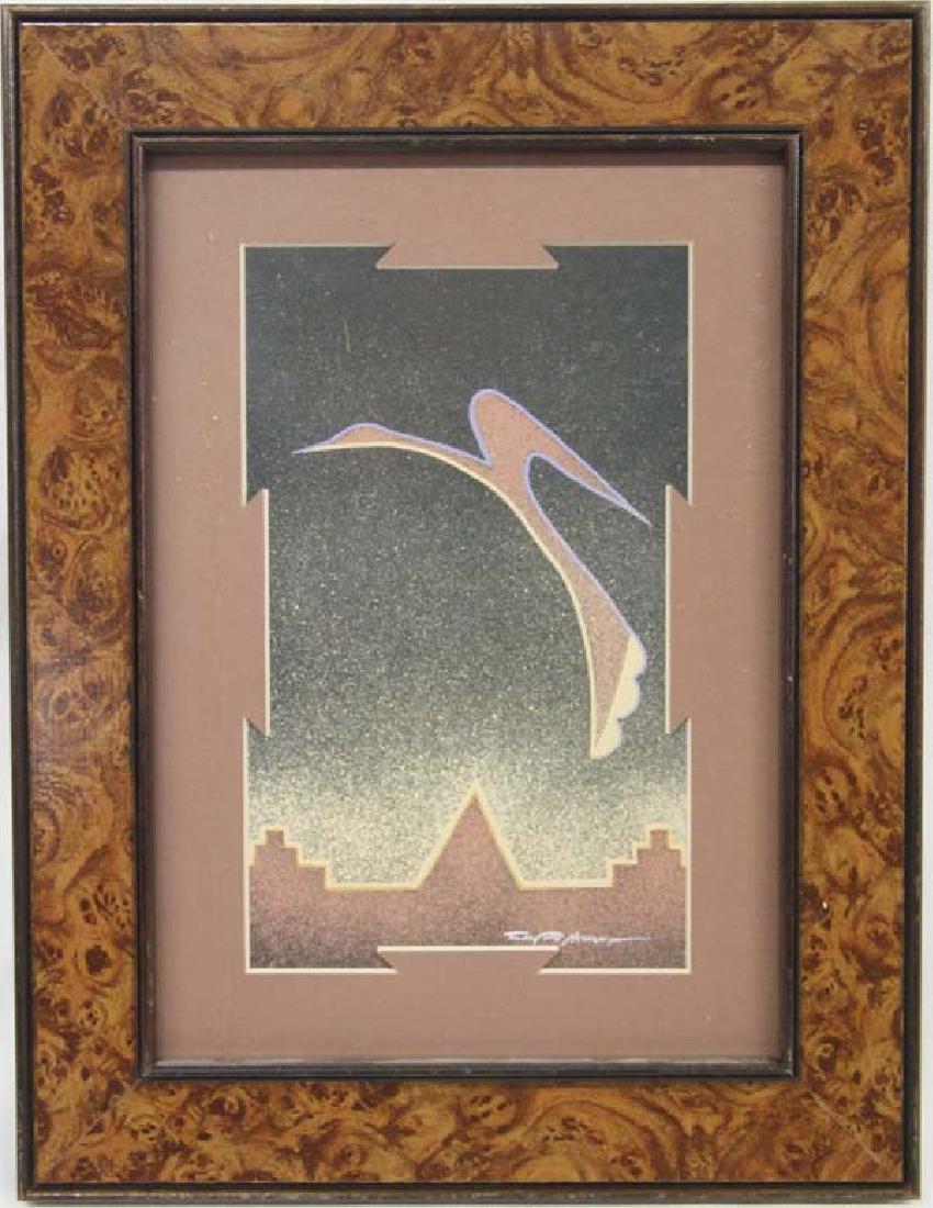 Comanche Original Watercolor by Timothy Tate Nevaquaya: Framed & Matted Original Native American Comanche Watercolor Painting by Timothy Tate Nevaquaya painting. Signed by the artist in the lower left hand corner, the visual measurement of this piece is 5 