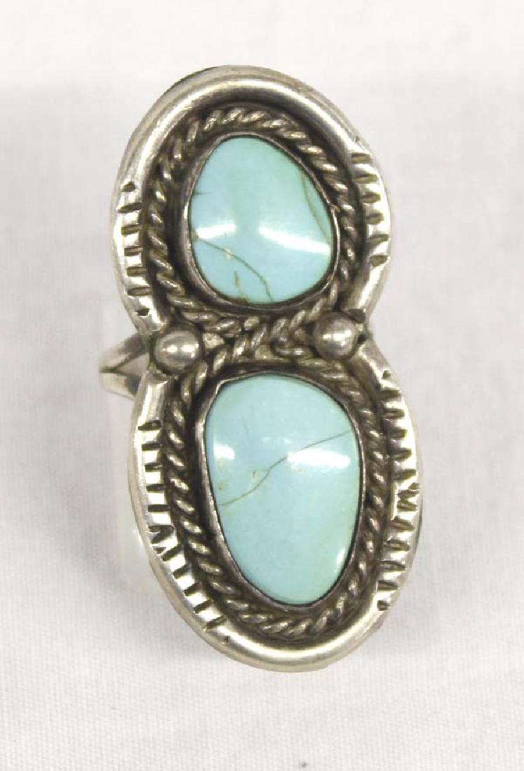 Navajo Old Pawn Silver Sleeping Beauty Turquoise Ring (1 of 2)