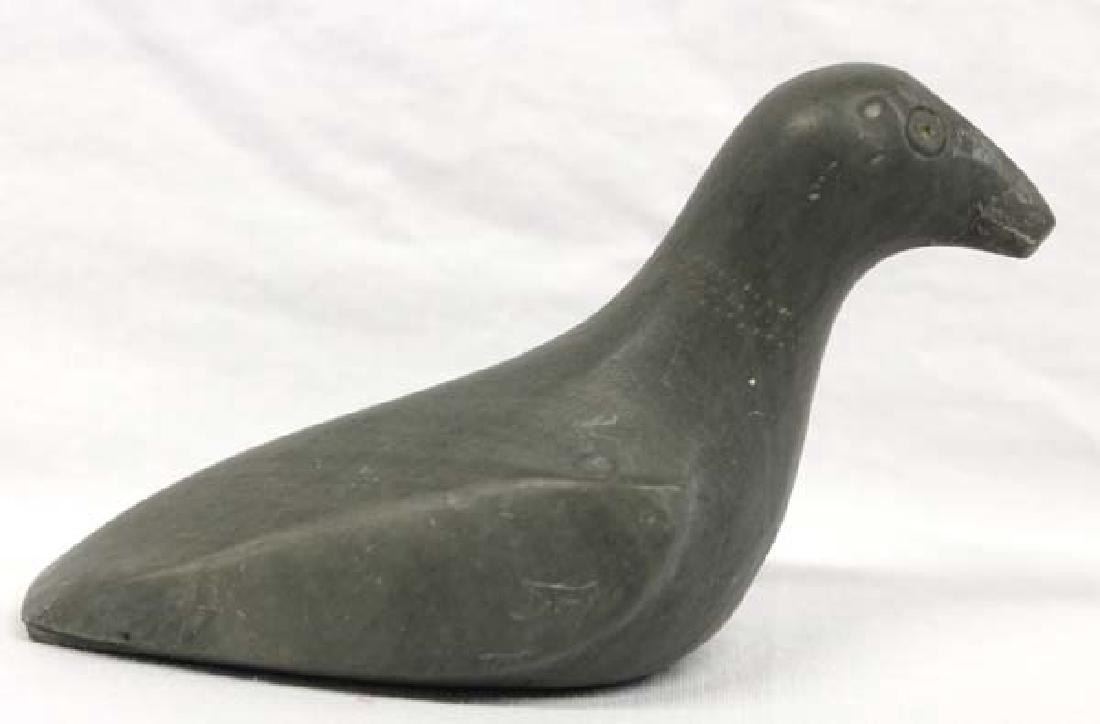 Canadian Inuit Carved Stone Bird by Johnny Takatak: Native American Canadian Inuit Carved Stone Bird by Johnny Takatak, measures 2.5" x 4.5" x 1.5"