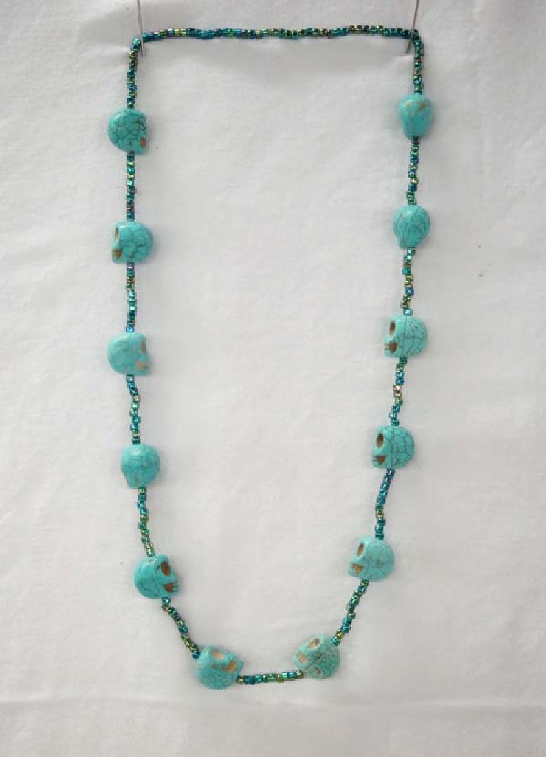 Turquoise Skull Necklace 26in SH $10 (1 of 1)