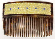 Antique 22K Gold Hair Comb with Rhinestones