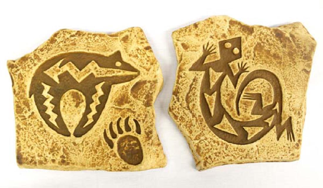 2  Lizard and Bear Pictograph Sandstone  Plaques (1 of 3)