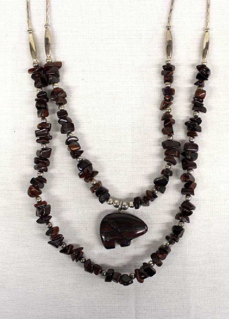 Native American Sterling Tiger's Eye Bear Necklace (1 of 3)