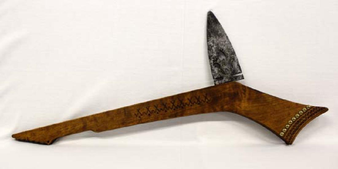 Decorative Wood Gunstock Hatchet: Decorative Wood Gunstock Hatchet, made entirely of wood, measures 29''L x 15''H x 5/8''Deep