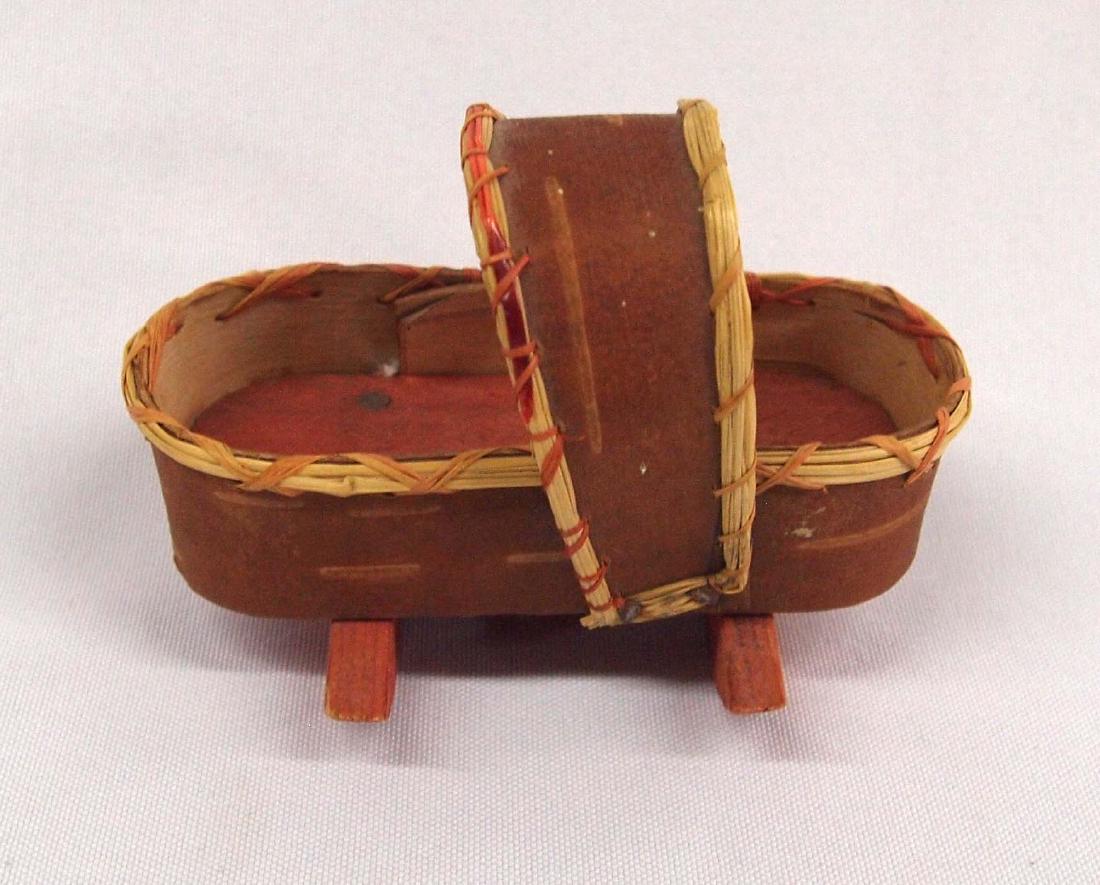Native American Canadian Birch Bark Miniature Cradle (1 of 3)