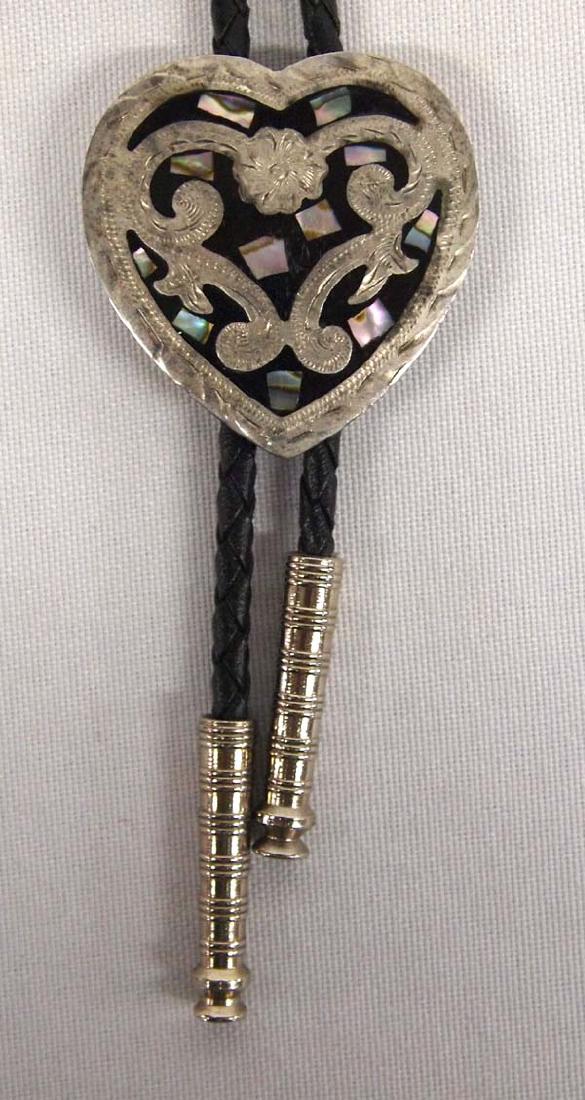 Mexican Alpaca Silver Inlay Bolo Tie (1 of 2)