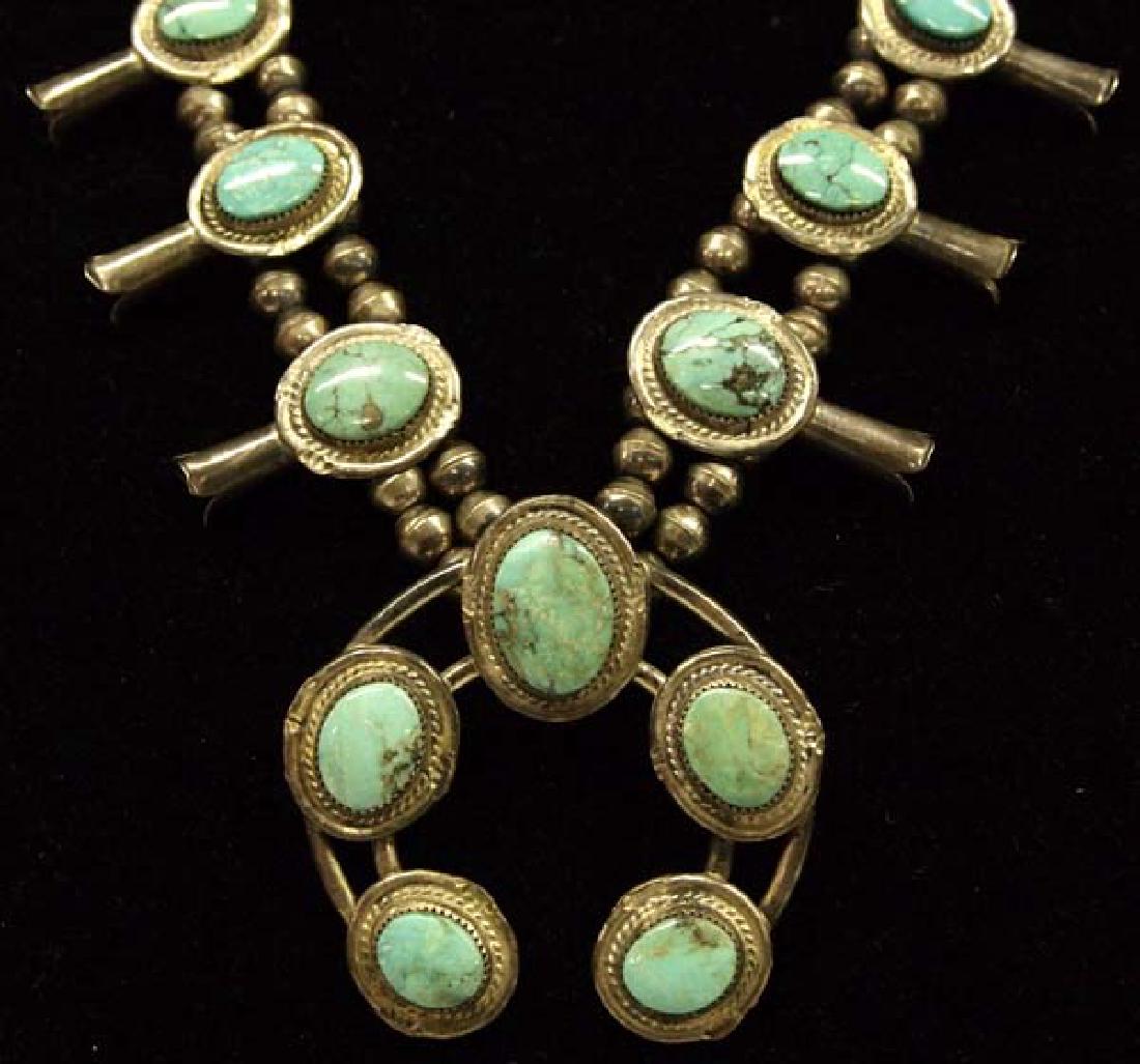 1950 Navajo Sterling Turquoise Squash Necklace (1 of 3)