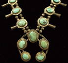 1950 Navajo Sterling Turquoise Squash Necklace