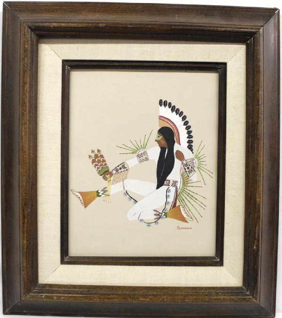 Framed Kiowa Silkscreen by George C. Keahbone (1 of 4)