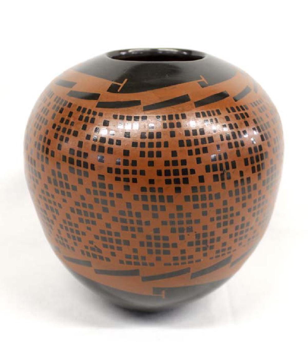 Mexican Mata Ortiz Rust on Black Jar by Sandoval (1 of 3)