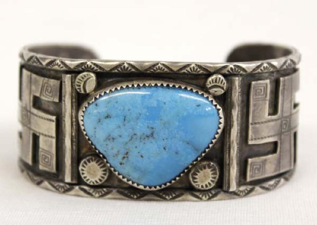 Navajo Old Pawn Sterling Turquoise Cuff Bracelet (1 of 4)