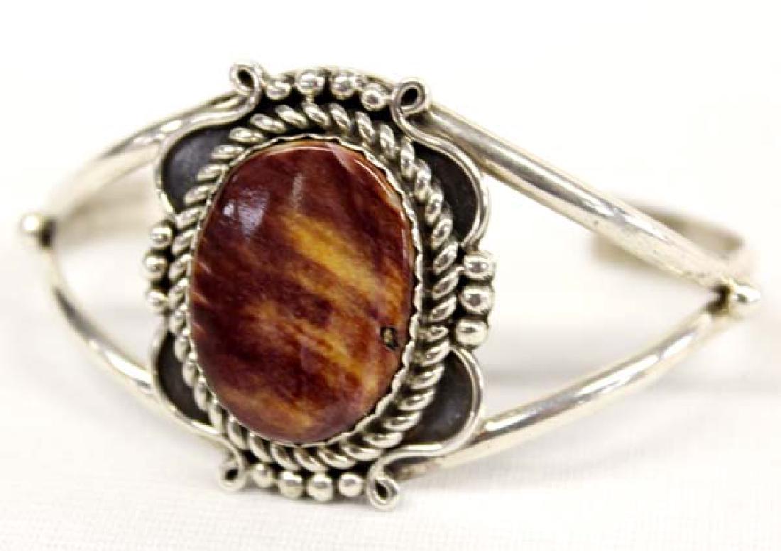 Navajo Sterling and Purple Shell Cuff Bracelet (1 of 3)