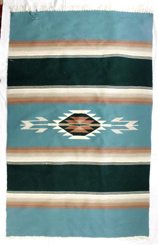 100 Percent Hand Woven Fringed Wool Chimayo Rug (1 of 4)