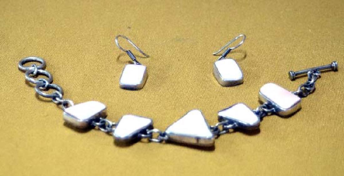 Sterling Agate Bracelet & Earrings SH $10 (1 of 1)