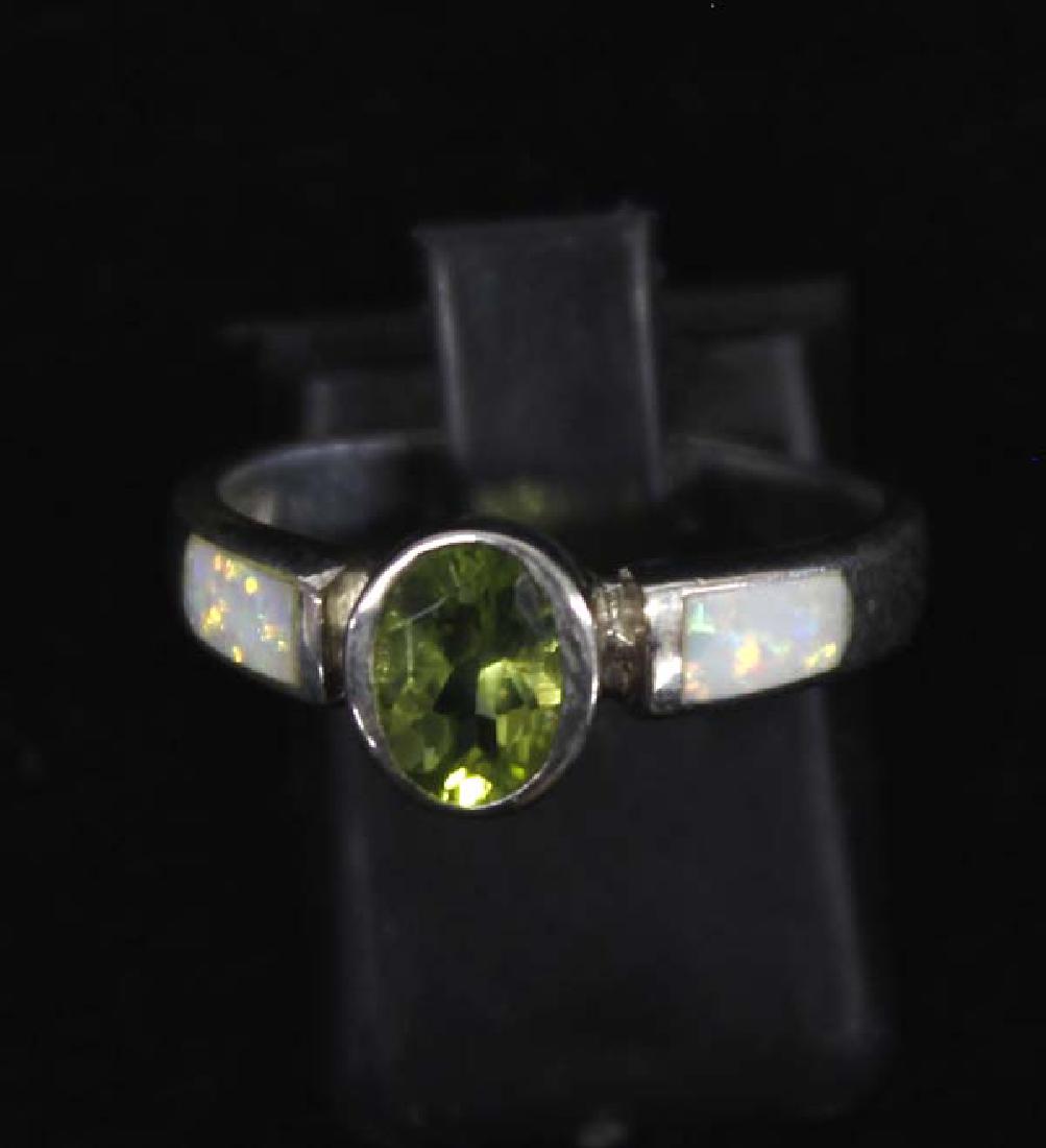 Sterling Silver Peridot and Opal Ring, Size 7 (1 of 2)