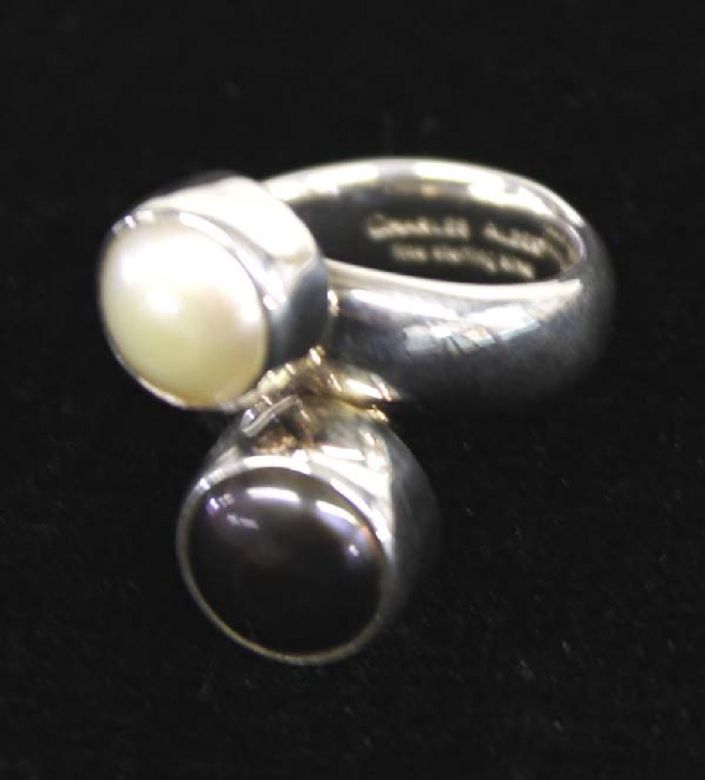 Charles Albert Sterling Fossil and Pearl Ring (1 of 3)