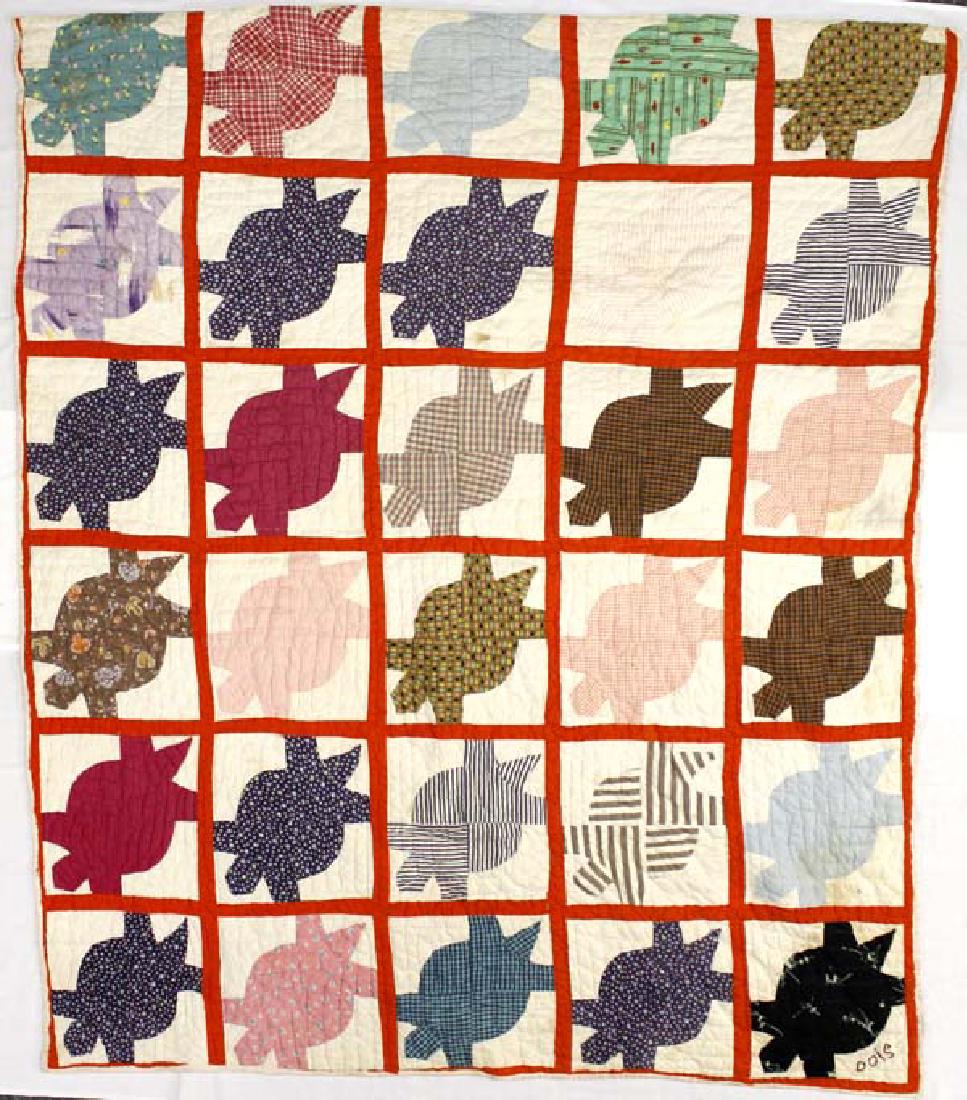 Hummert Estate  Antique Turtle Quilt Hand & Machine (1 of 2)