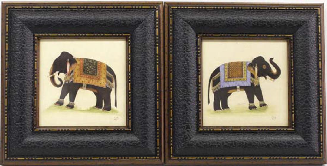 Pair of Framed East Indian Elephant Prints (1 of 4)