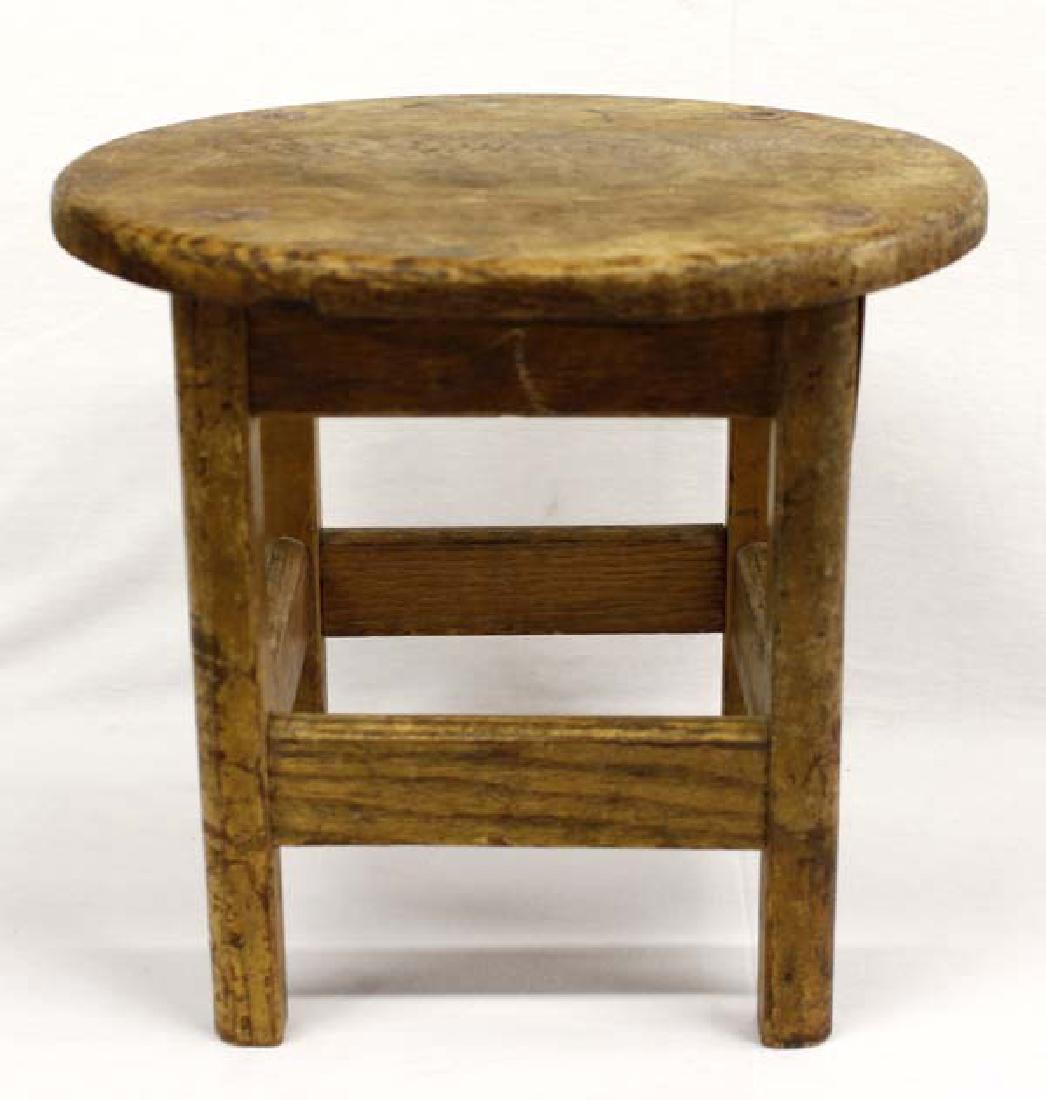 Antique Wood Footstool: Antique Wood Footstool, measures 13''H x 14''D, some chipping
