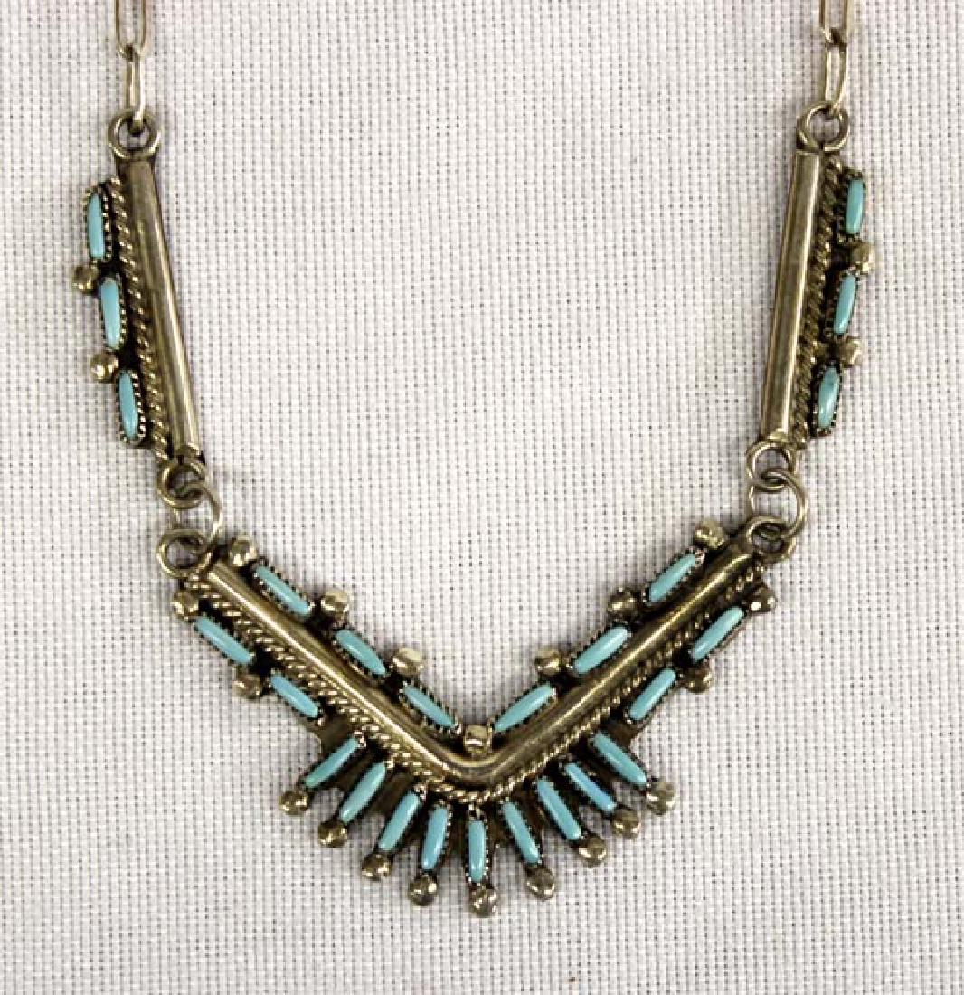 Zuni Sterling Needlepoint Turquoise Necklace (1 of 4)
