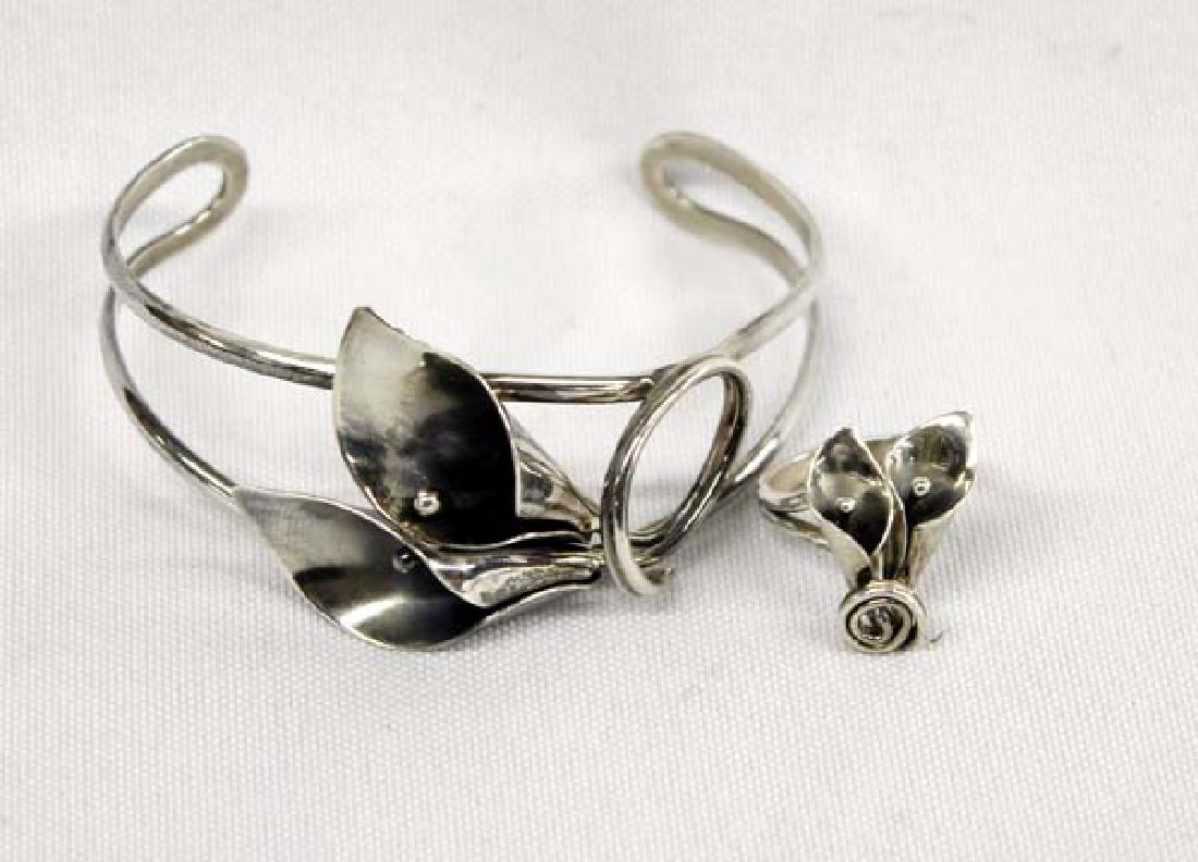 Sterling Silver Calla Lily Bracelet and Ring, 5 (1 of 4)