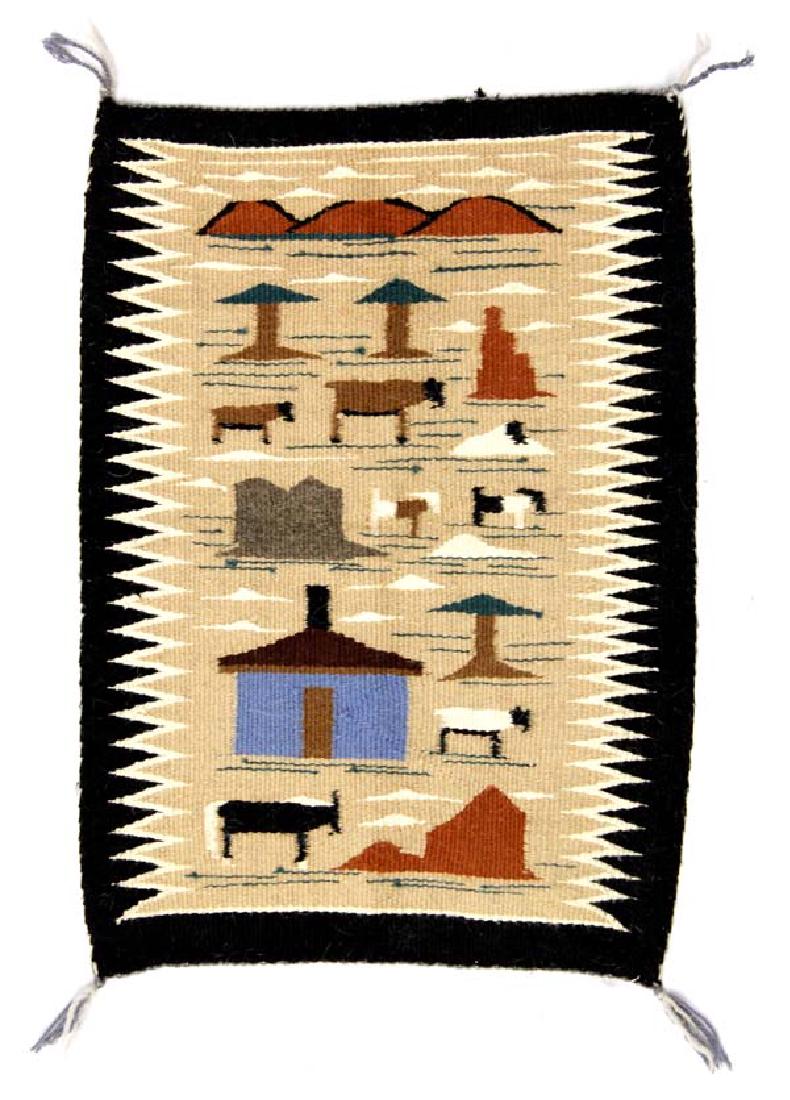 Native American Navajo Pictorial Wool Textile Rug (1 of 3)