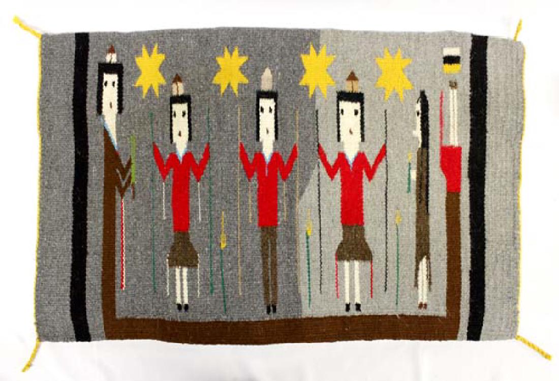 Native American Navajo Figural Wool Textile Rug (1 of 2)