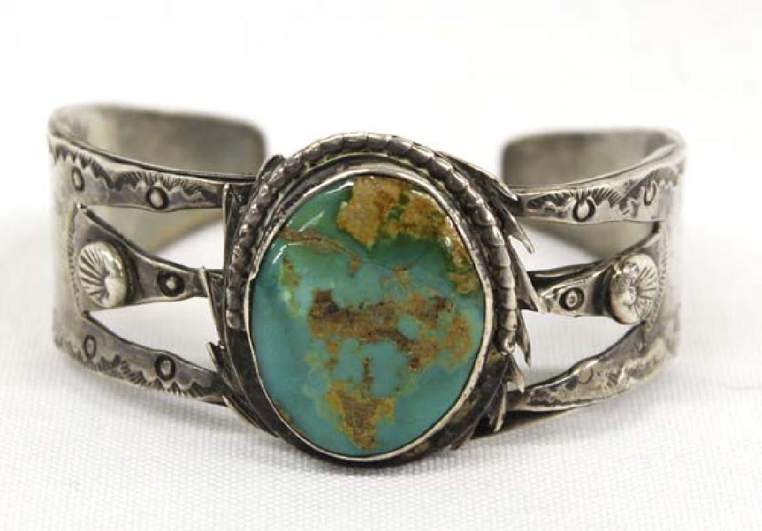 1950 Navajo Route 66 Silver Turquoise Bracelet (1 of 3)