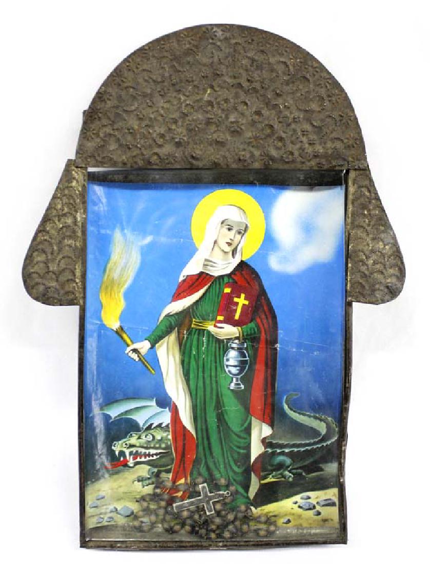 St. Martha and the Dragon Pierced Tin Nicho (1 of 3)