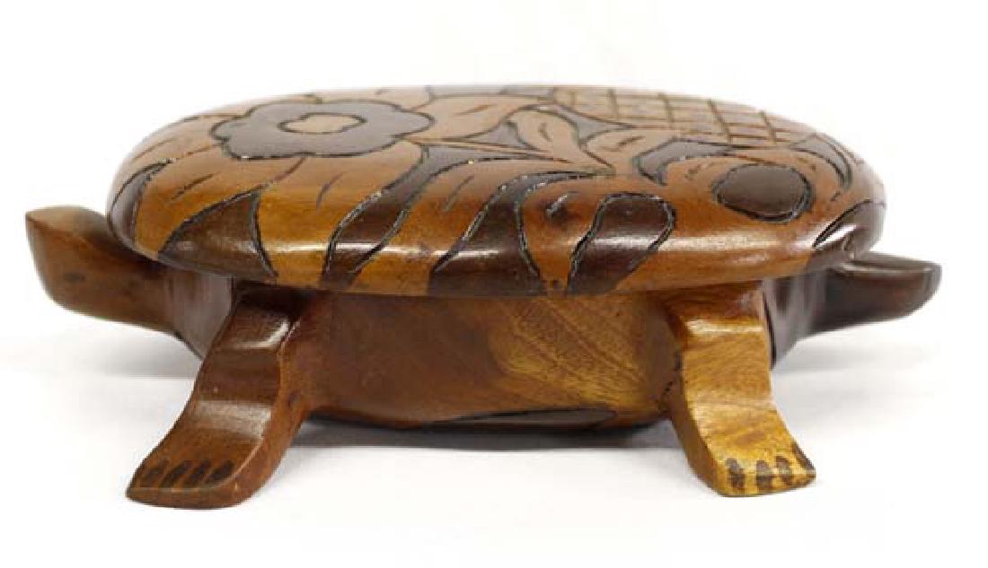 Folk Art Carved Wood Lidded Turtle Bowl (1 of 4)