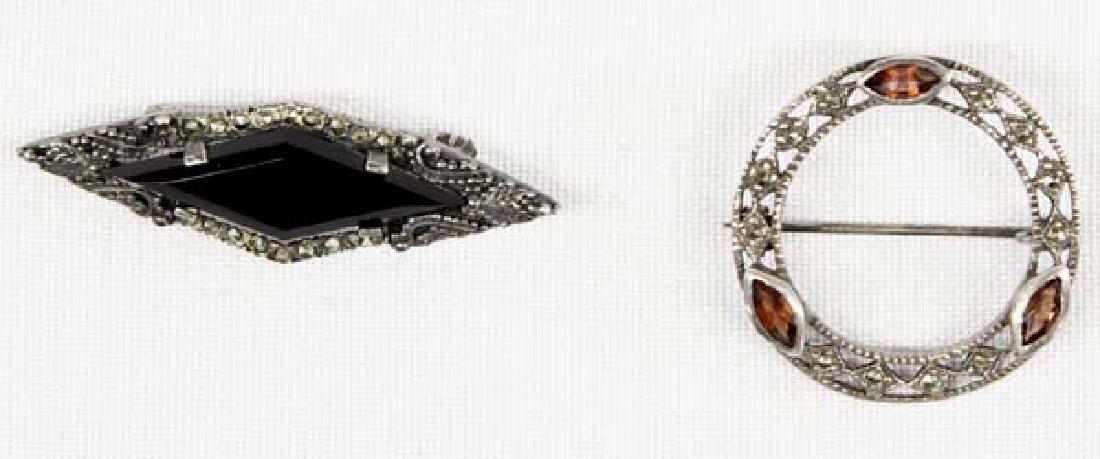 2 Sterling Silver Pins Marcasite & Garnet (1 of 3)