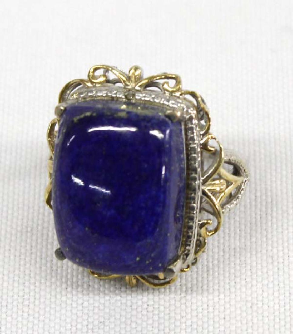 Large Sterling Silver and Lapis Ring, Size 7 (1 of 3)
