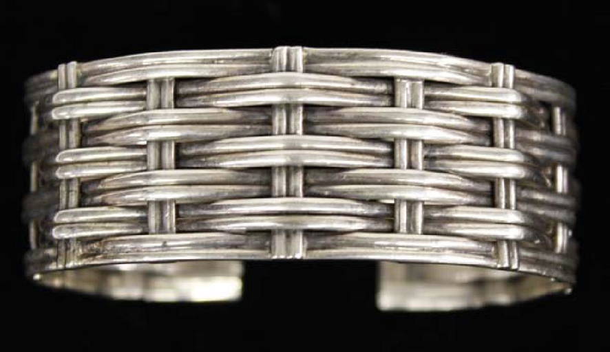 Sterling Silver Basket Weave Cuff Bracelet