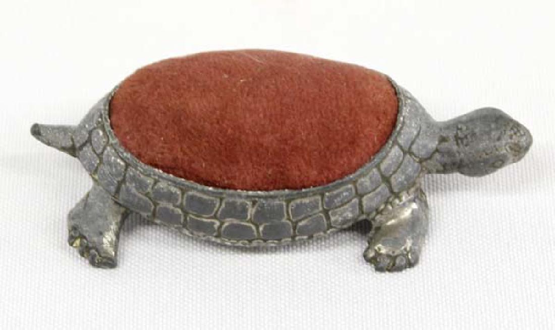 Antique Estate Pewter Turtle Pin Cushion (1 of 3)