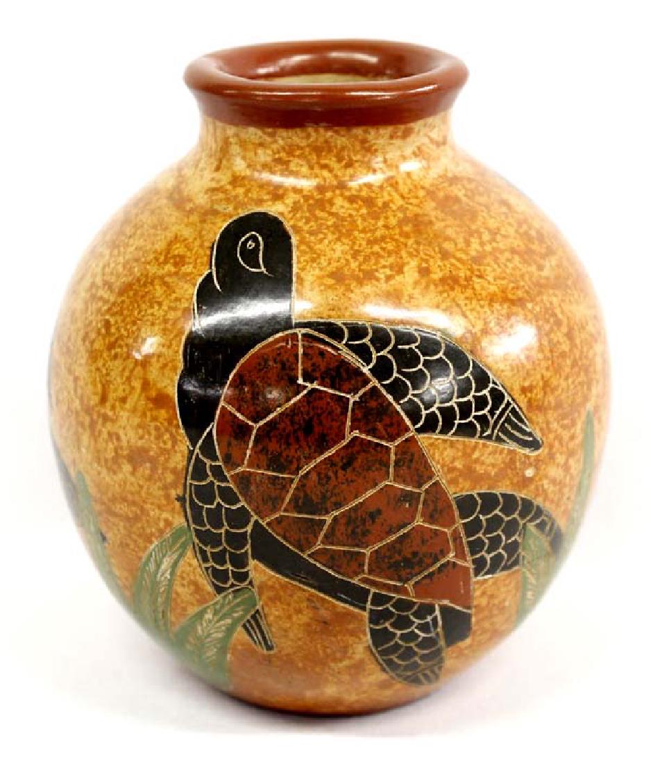 Beautifully Carved South American Pottery Jar (1 of 4)
